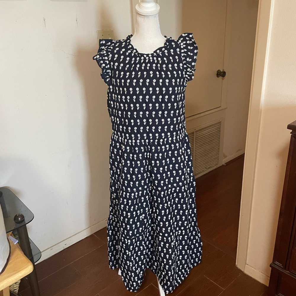 J. Crew Black Maxi Dress with White Floral Motif - Picture 3 of 16